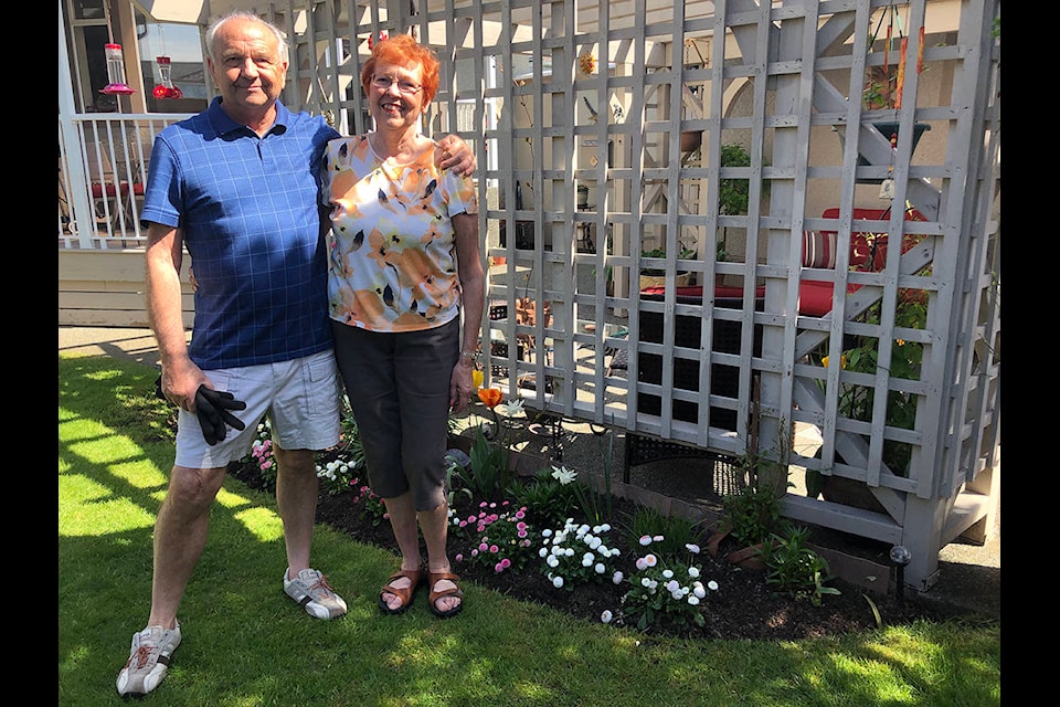Gary and Carie Saville have a secret courtyard garden tucked into yard on a quiet North Cowichan neighbourhood. They’re showing it off during this year’s annual Cowichan Family Life Garden Tour. (Sarah Simpson/Citizen)