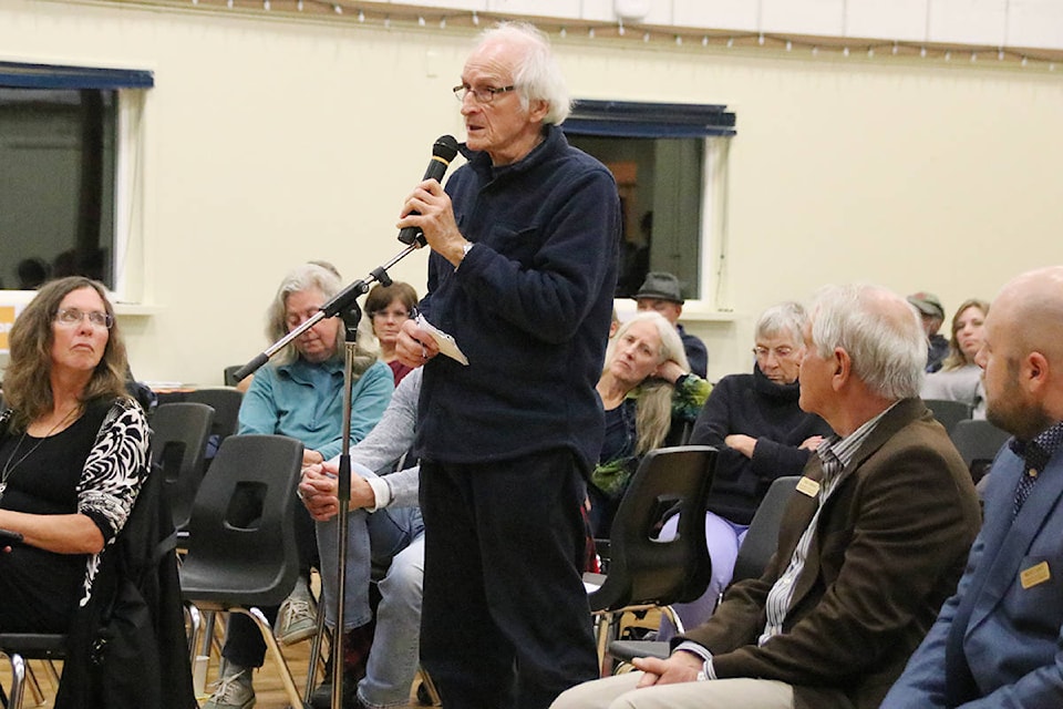 At the federal all-candidates meeting in Lake Cowichan, the hopefuls are asked for their views on abortion. (Llexi Bainas/Citizen)
