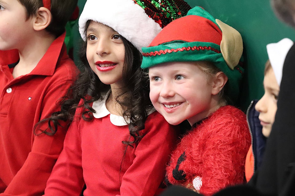 Grade 1 students at Queen Margaret’s School perform ‘I want to be an elf’. (Submitted)