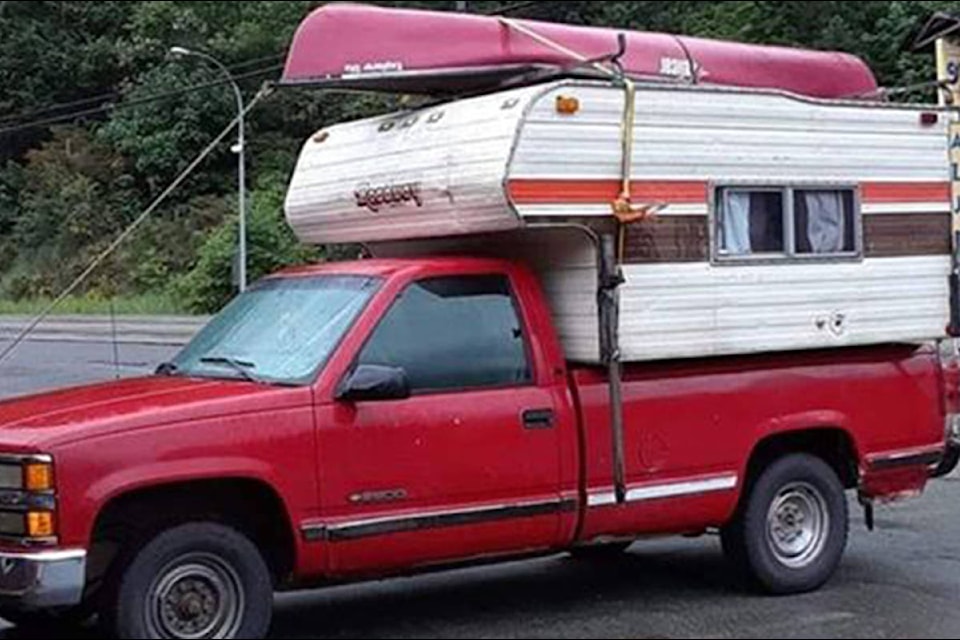 A photo shared by family to Facebook of April Parisian’s truck and camper.