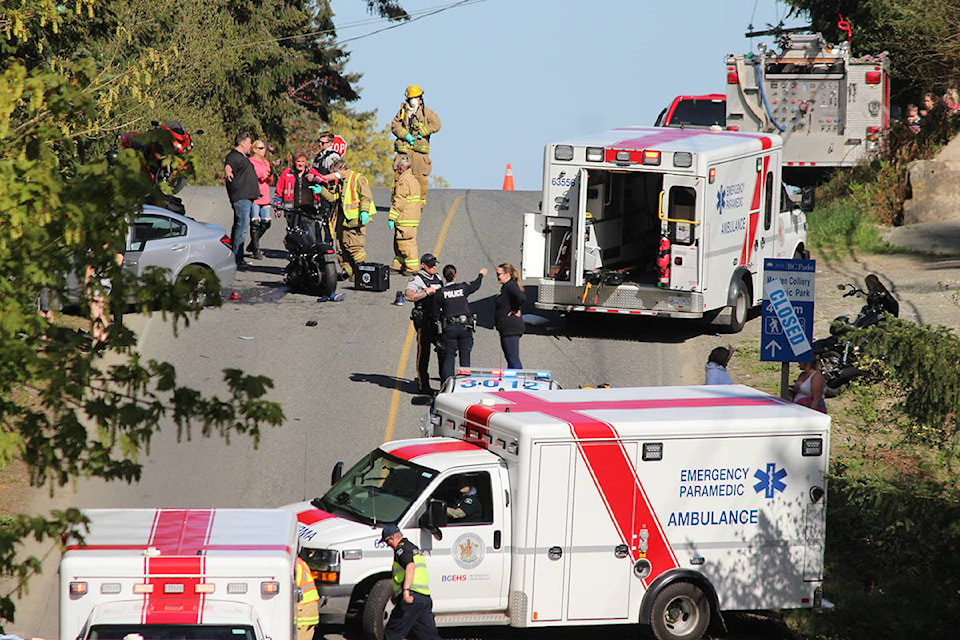 Three motorcycles and car involved in serious crash south of Nanaimo ...