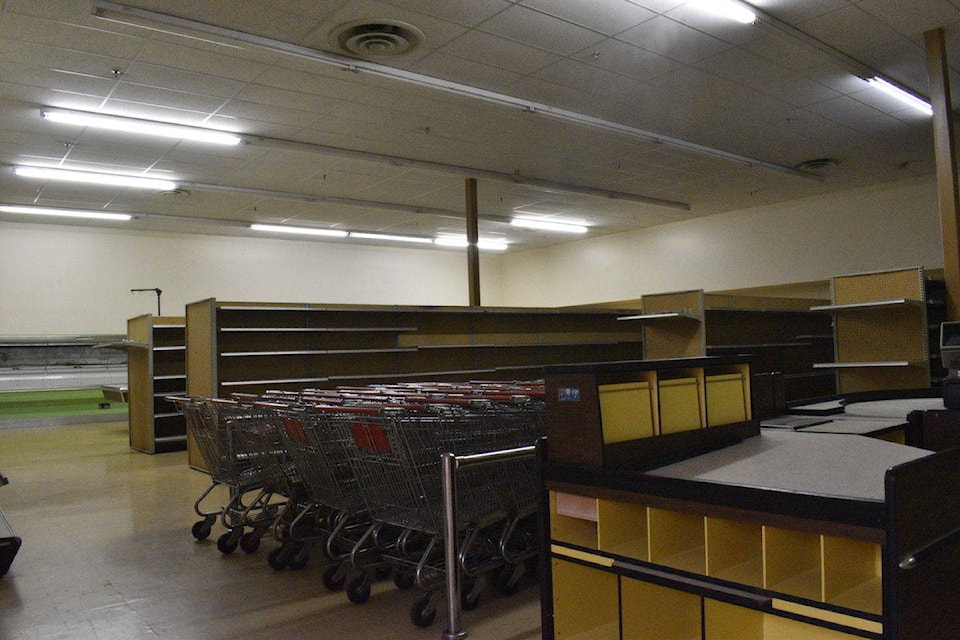 An empty supermarket inside the mall building. (Binny Paul/Terrace Standard)