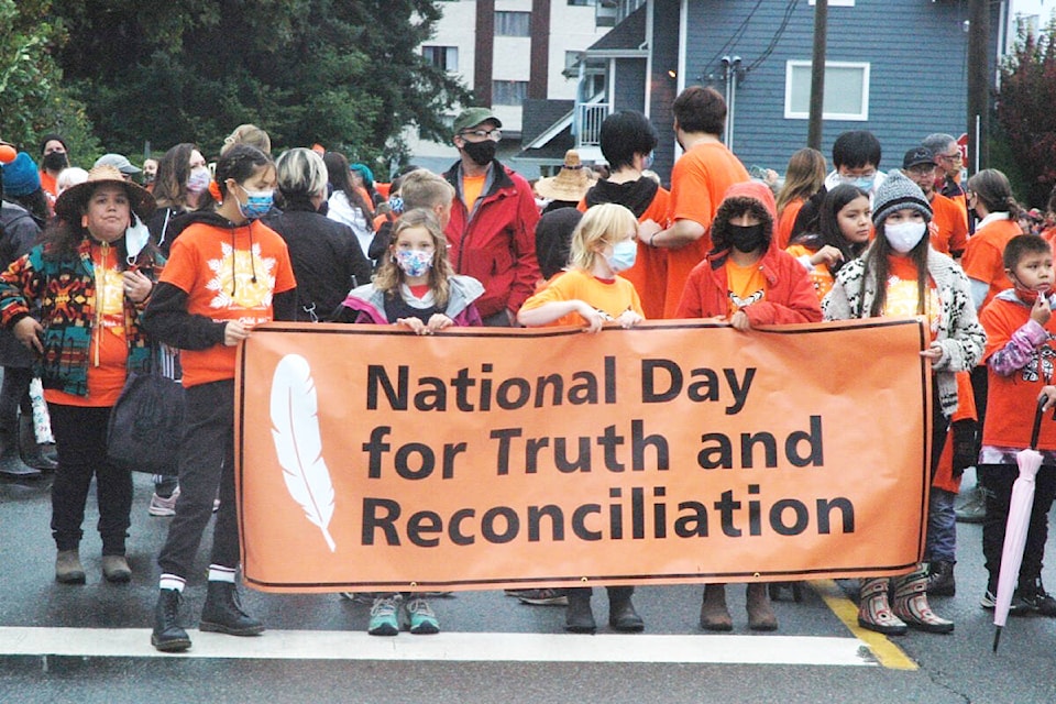More than 2,000 people marched through the streets of Duncan on Sept. 30 in recognition of the inaugural National Day of Truth & Reconciliation. (Robert Barron/Citizen)