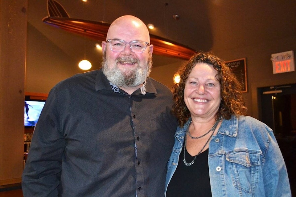 Chef Ian Riddick of Ucluelet’s Heartwood Kitchen and Chef Lisa Ahier of Tofino’s SoBo Restaurant at the Oct. 21 Island Eats book launch.
