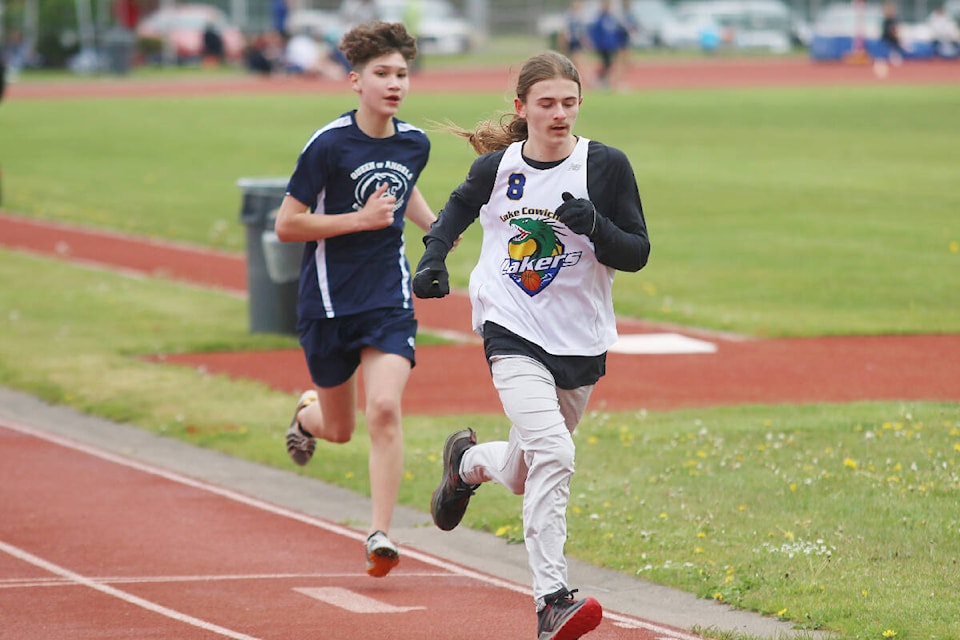 Athletes from all over the Cowichan Valley and Saltspring Island competed in 12 different events, in six age groups at the Mid Island Track and Field Championships on Wednesday, May 4. (Kevin Rothbauer/Citizen)