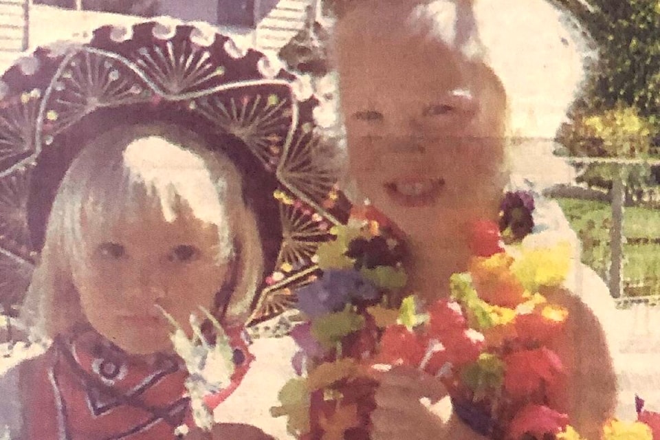 “…Emilie Sefton of Victoria here for the summer, along with Grace Steven from Shop’n Save Store in Youbou won second prize in best individual costumes in this year’s Youbou Regatta held last Saturday.” (Lake News, Aug. 13, 1997)