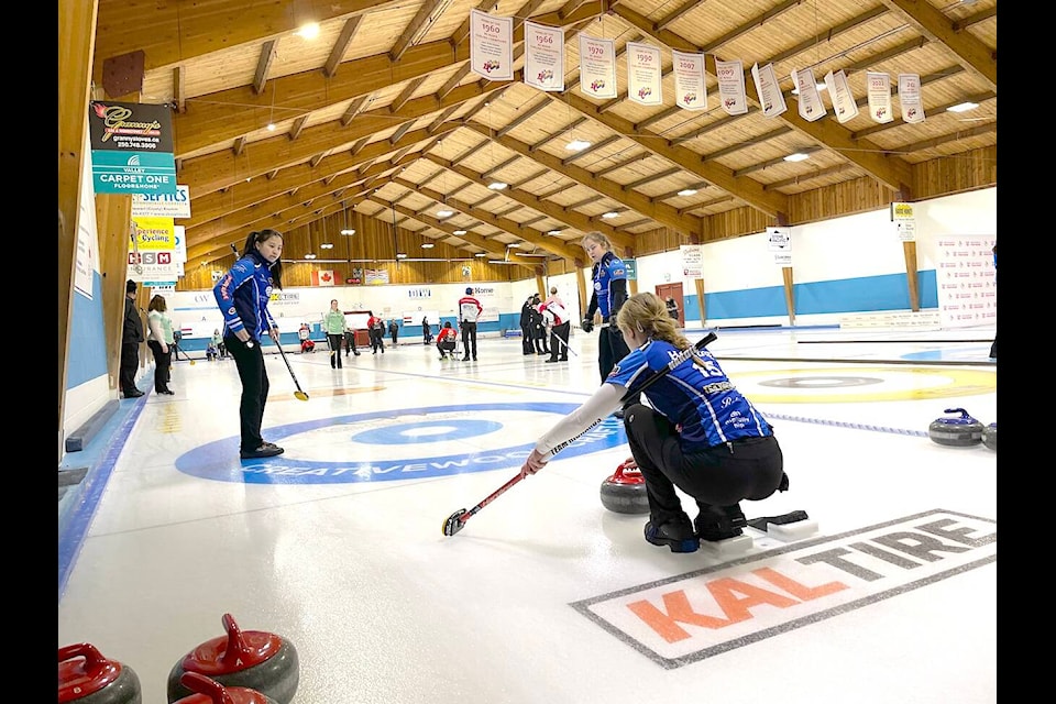 The event’s lone Cowichan player, Carley Hardie played second on Skip Keelie Duncan’s team at the B.C. U21 curling championships at North Cowichan’s Glen Harper Curling Centre last week. (Sarah Simpson/Citizen)