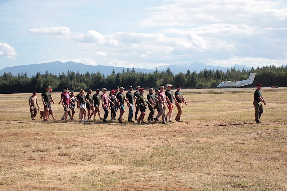 The first Roto of this year’s Operation Pegasus Jump marches to the drop zone to receive their wings. Photo by Marc Kitteringham/Campbell River Mirror