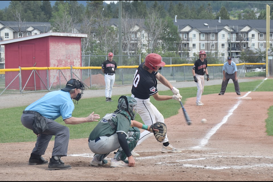 The Cranbrook Bandits A team in action, Saturday, June 2, at Confederation Park against the Mission Valley Mariners. (Barry Coulter photo)