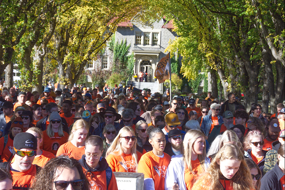 Hundreds of people attended a Truth and Reconciliation Walk in Aq'am on Monday, Sept. 30, to mark the National Day for Truth and Reconciliation. Trevor Crawley/Cranbrook Townsman