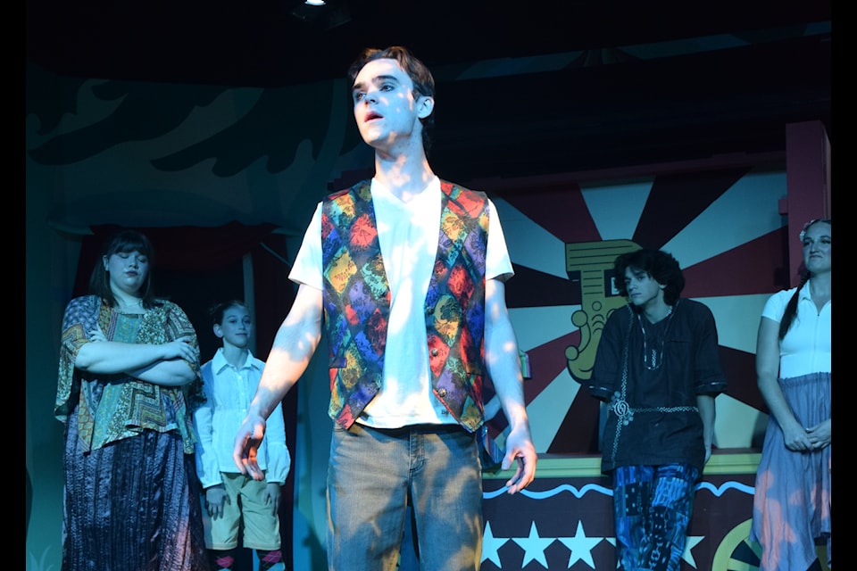 Cedar Gross is Pippin in Cranbrook Community Theatre's latest production, about a soul-searching young man who is desperately trying to find his place in the world (Barry Coulter/Cranbrook Townmsan)
