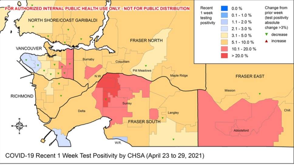 BC Centre for Disease Control data in a leaked report from April 30, which was obtained by the Vancouver Sun and published on May 7, 2021.