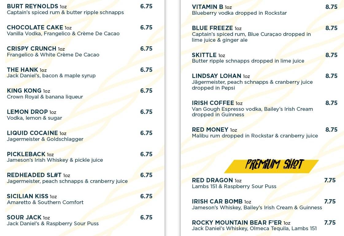 The Joseph Richard Group has removed Redheaded Sl#t and other drinks with offensive names off its menus. Pictured is s former menu from its Livelyhood pub in Port Moody. (Joseph Richards Group)