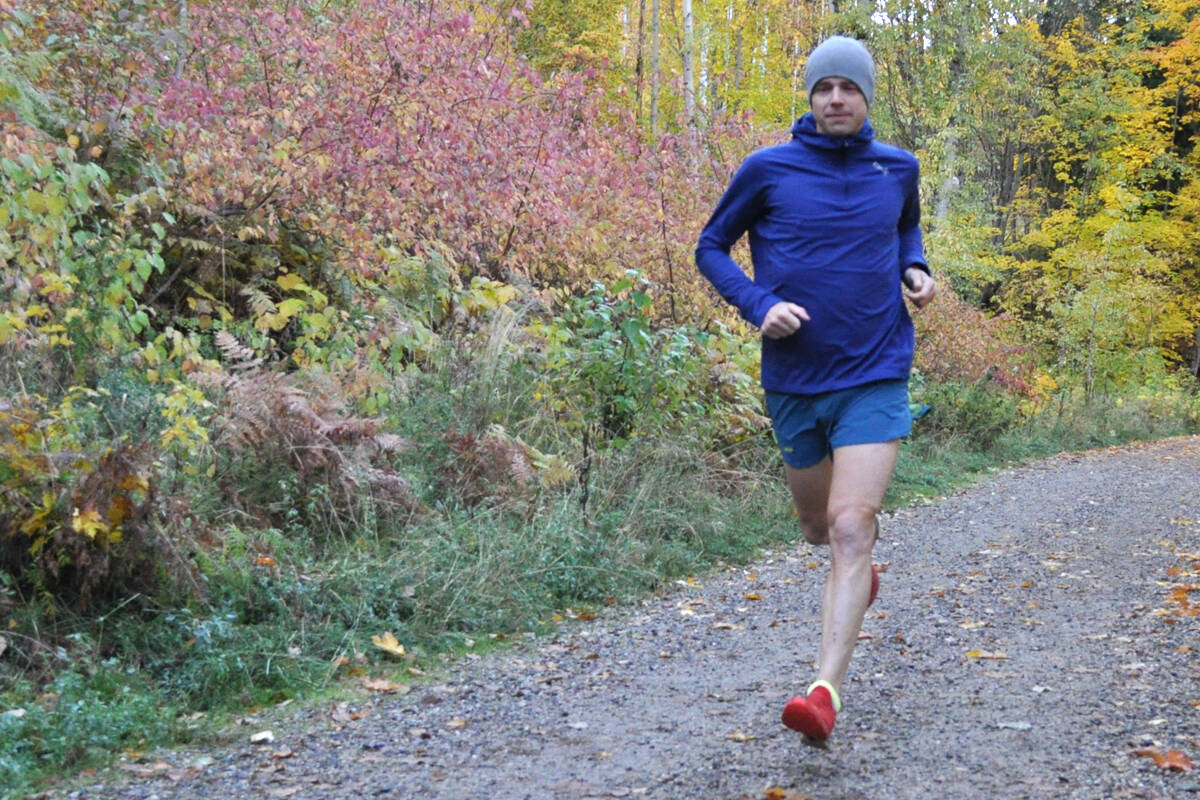 Nelson ultramarathon runner Dave Stevens goes for a jog on a city trail. Photo: Tyler Harper