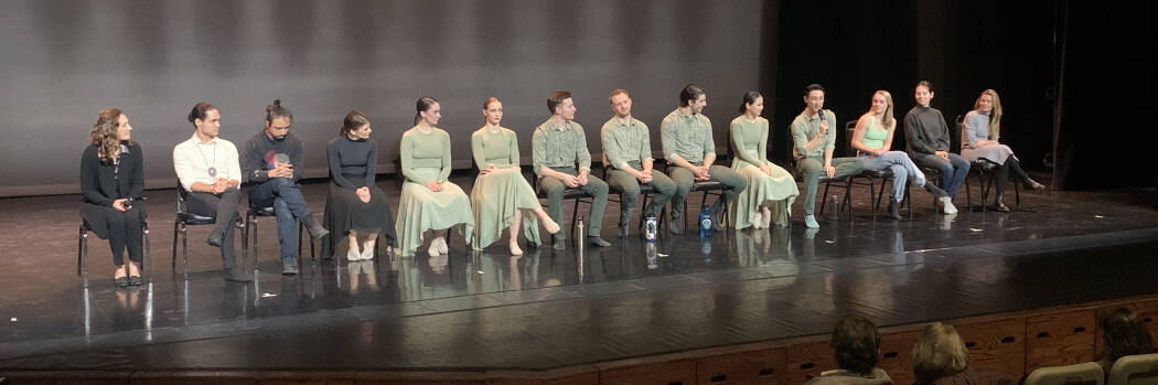 The Ballet Kelowna Corps de Ballet taking questions from the audience after their performance at the Key City Theatre, Saturday, March 11. (Barry Coulter photo)