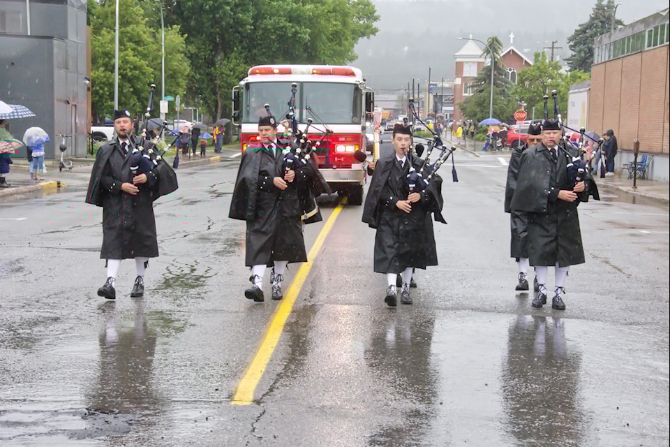 The Kimberley Pipe Band in the Spirit of the Rockies parade.