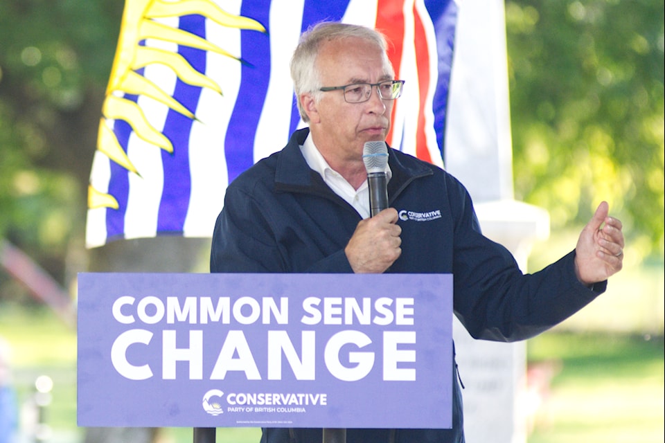 Conservative Party of B.C. leader John Rustad attended a rally with local candidates in Cranbrook on Sept. 24, 2024. (Trevor Crawley/Cranbrook Townsman)