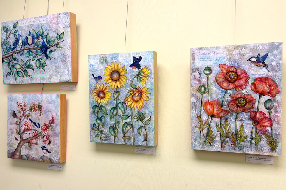Just a few of Laura Leeder's pieces on display at the library this month.