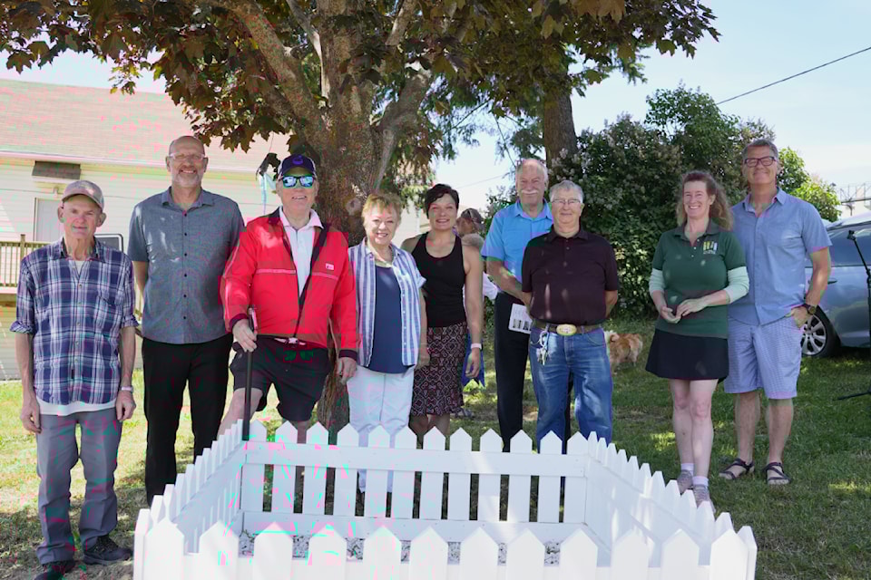 Members of the Creston Valley Seniors Association and local dignitaries gathered for the rededication of Staking Park on May 27. 