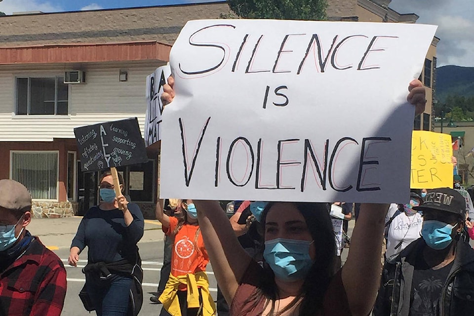 About 100 people marched in a Black Lives Matter demonstration in Creston June 13. Dale E. Dunphy photo