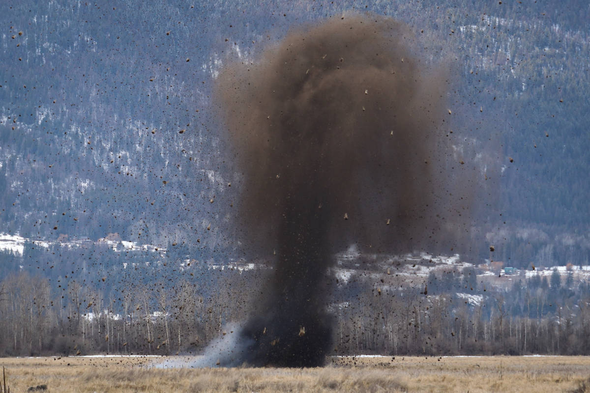 An explosive is set off. Photo: Aaron Hemens