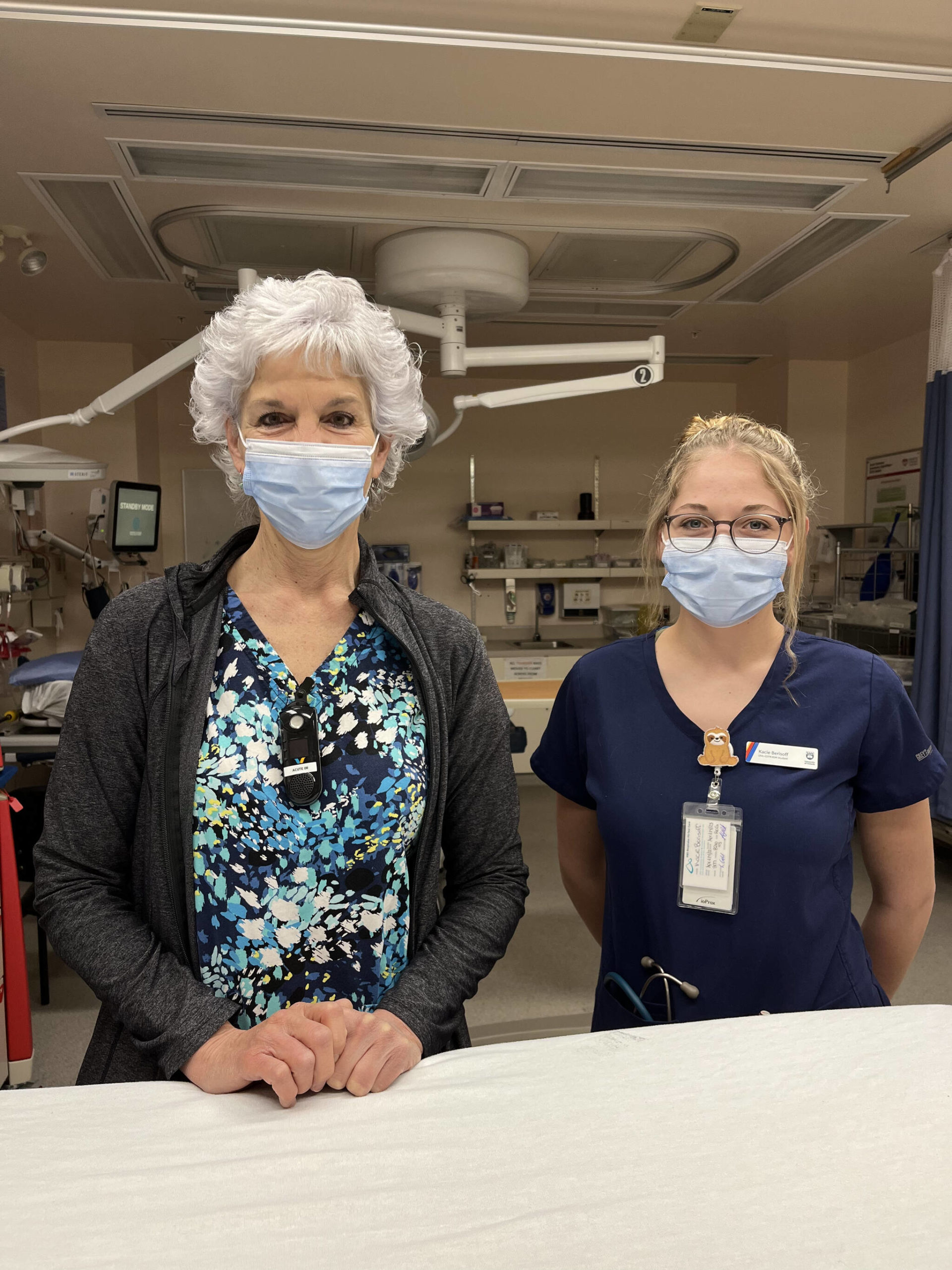 A 35-year career nurse with a nursing student, pictured in the Emergency Room. (Submitted)