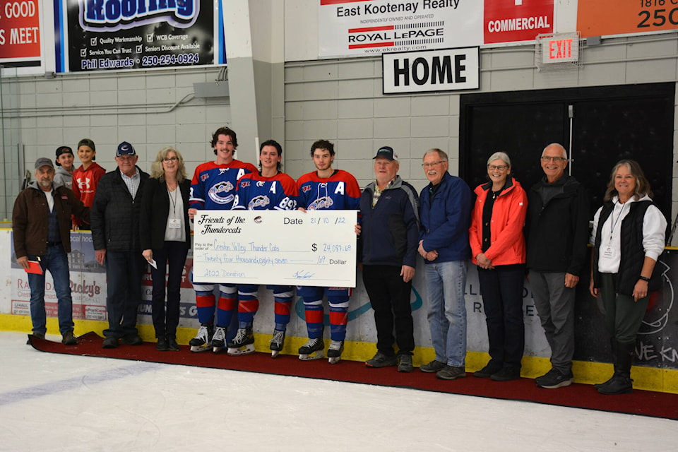 On Oct. 21, Friends of Thunder Cats donated $24,000 to Creston Valley Thunder Cats. (Photo by Kelsey Yates)