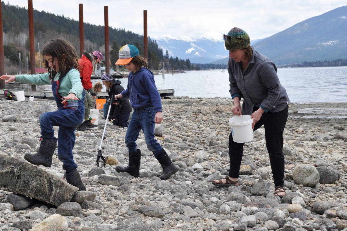 A group of 80 volunteers took over 180 pounds of polystyrene out of a small beach at Kokanee Creek Provincial Park on Earth Day. Photo: Tyler Harper