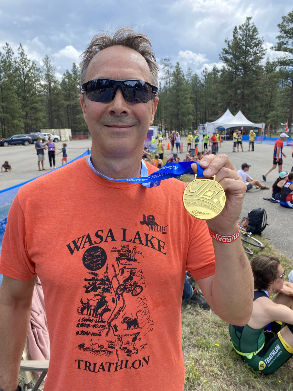 Dan Bouillon captured gold in the Sprint Triathlon 55+ category at the Wasa Triathlon. Photo: Submitted