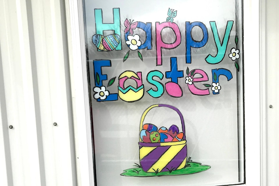 Secure Self Storage has decorated windows with Easter-themed paintings and plan to continue creating a variety of painting for the community until social distancing has been removed. (Submitted Photo)