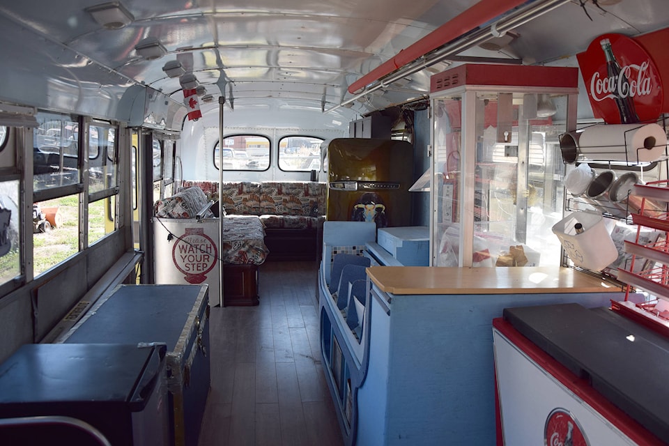 Ed Spiteri is selling a 1954 city bus he converted into a mobile drive-in theatre on Vernon Buy and Sell on Facebook. (Caitlin Clow - Vernon Morning Star)