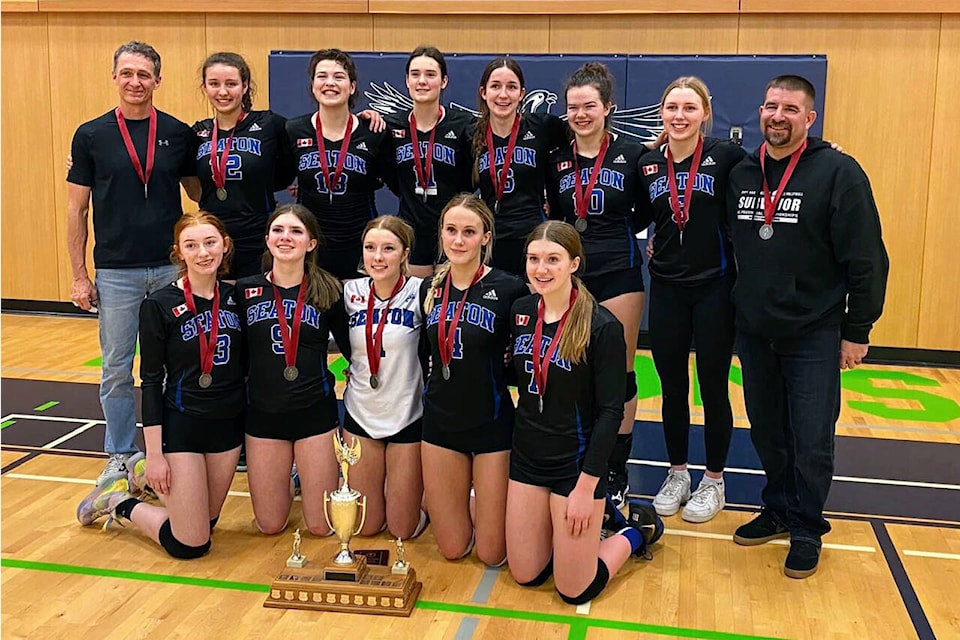 The Okanagan champion Seaton Sonics lost 3-2 in the B.C. Senior Girls High School AAA Volleyball final to the No. 1-ranked Mt. Douglas Rams of Victoria Saturday, Dec. 11, in Vancouver. (Contributed)