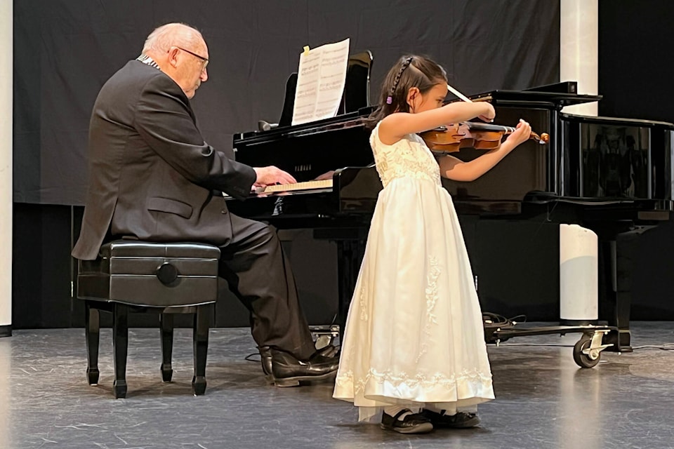 Georgina Vrana performs the opening number with accompanist, Tom Brighouse, at the Shuswap Music Festival Gala on the Nexus stage at the Salmon Arm First United Church on Friday, April 29. (Contributed)