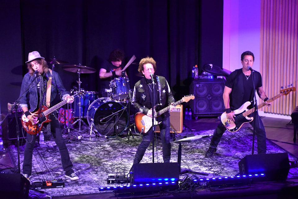 New York City singer/songwriter Willie Nile with lead guitarist and vocalist Jimi Bones, drummer Jon Weber and bass guitarist Johnny Pisano rock Song Sparrow Hall in Salmon Arm on Aug. 16, 2022. (Martha Wickett-Salmon Arm Observer)