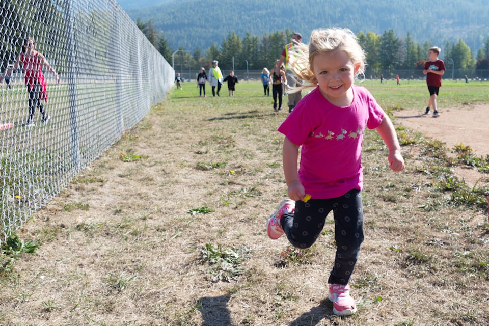 Andi Parr zooms by at the Terry Fox Run at Parkview Elementary School last Friday, Sept. 22. (Rebecca Willson/Eagle Valley News)