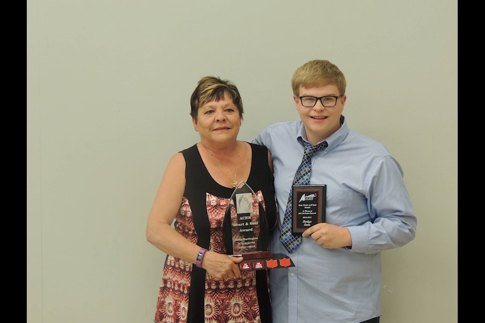 HEART AND SOUL - Eckville Junior and Senior High School held its athletic awards on June 21 at the school. During the award ceremony Brenda Darlington presented the Aces Heart and Soul Award to Korbyn Lentz.