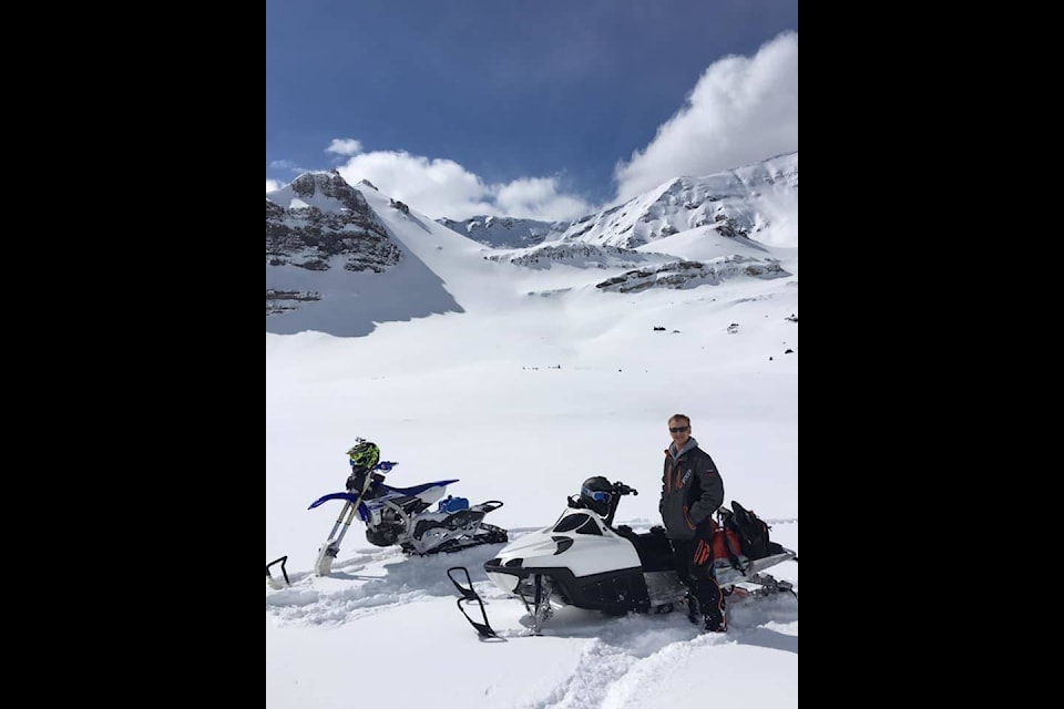Rene Blake took first place with his favourite winter activity, snowmobiling in the mountains. Photo Submitted.