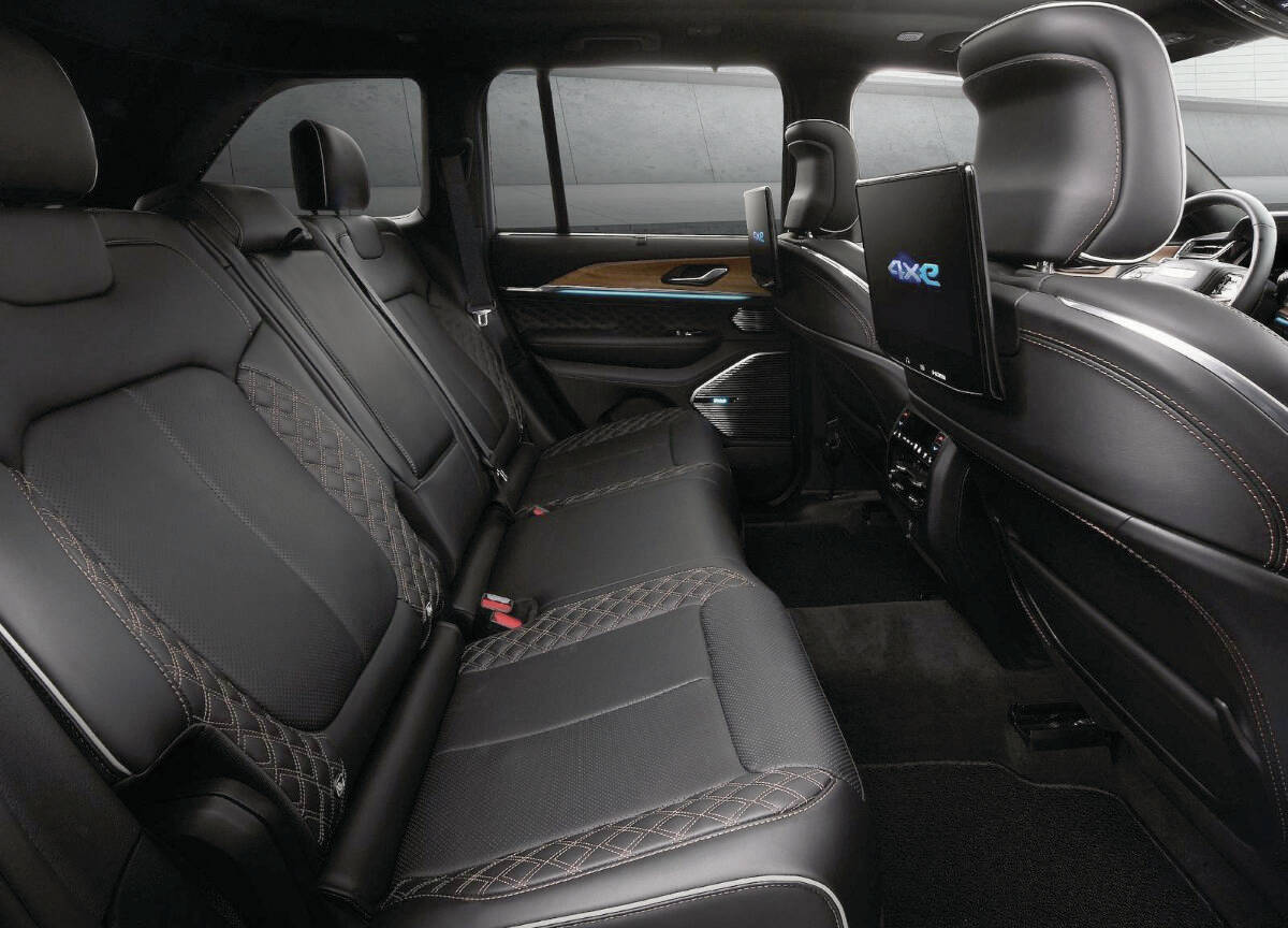 The Wrangler is definitely more off-road aggressive than the Grand Cherokee and it has an interior to match. The Grand Cherokee, pictured, is all about balancing luxury and the ability to go just about anywhere. PHOTO: STELLANTIS