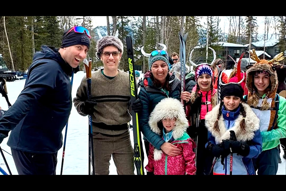A group of vikings and mini-vikings pose for a photo at the start of the course at the Elk Valley Nordic Centre (Megan Lohmann Photo) 