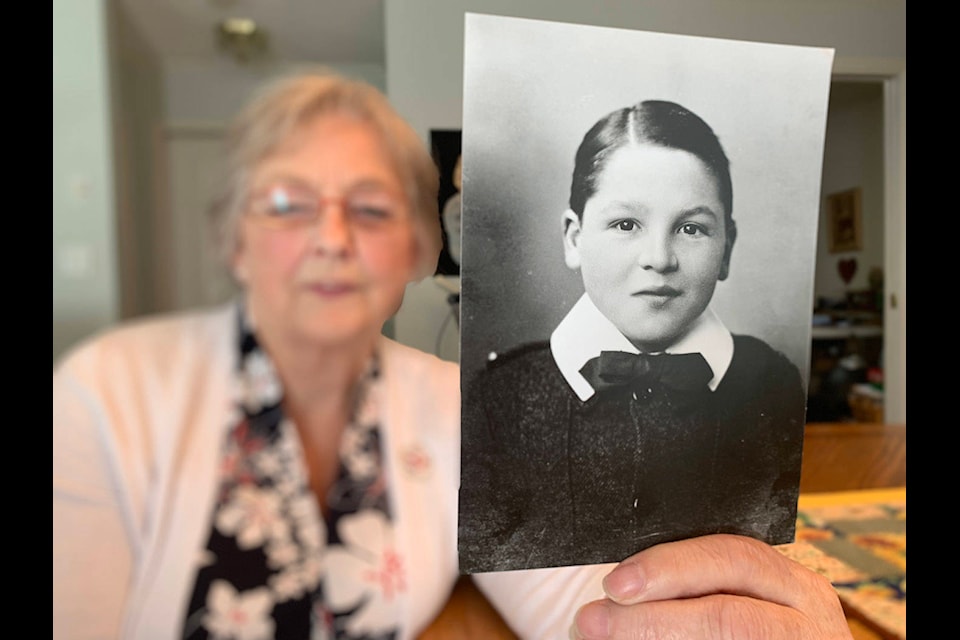 Carol Bateman of Chilliwack with a photo of her father, Sheriff Thompson, who was one of the 100,000 British Home Children shipped from England to Canada between 1869 and 1948. (Paul Henderson/ The Progress)
