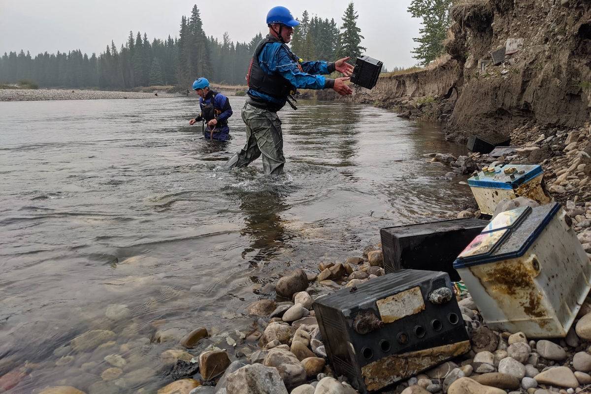 14 car batteries cleared from Elk River near Elkford Fernie BC News