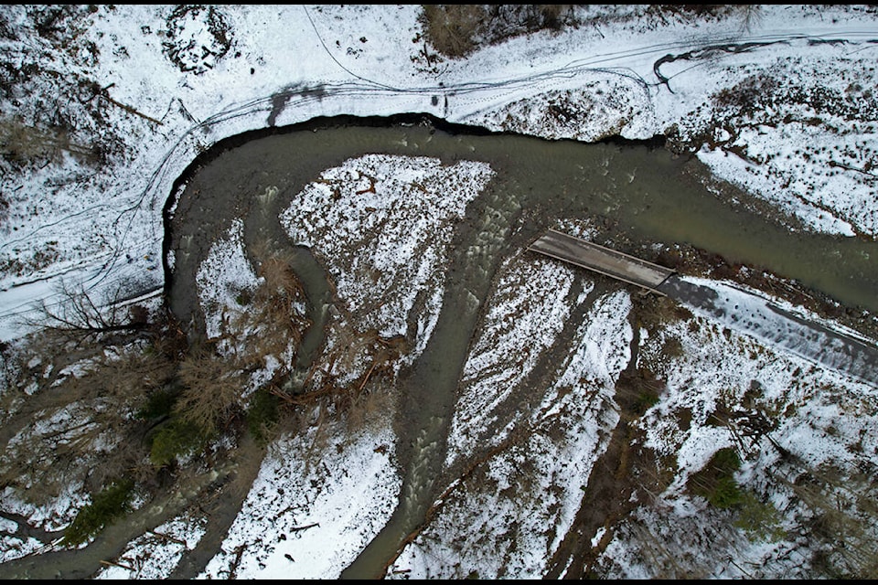 Coal Creek cut into its banks and has cut bridge access to further up the valley along Coal Creek Road. (Image courtesy of Andrés González of Andres Flyfishing)