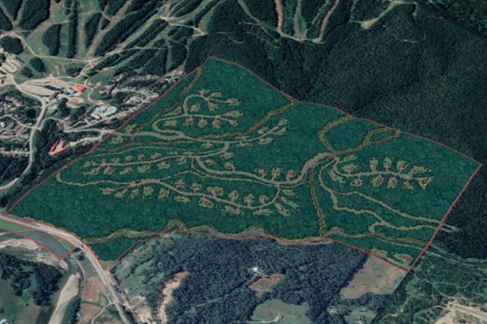 The Galloway Lands proposed residential development map. To the south of the development (top left of image) lies the Fernie Alpine Resort. (Image courtesy of gallowaylands.com)