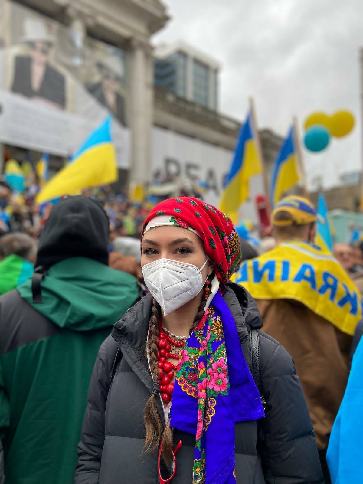 Alecia Maslechko at the Feb. 24 Vancouver gathering in support of Ukraine. Photo: Submitted