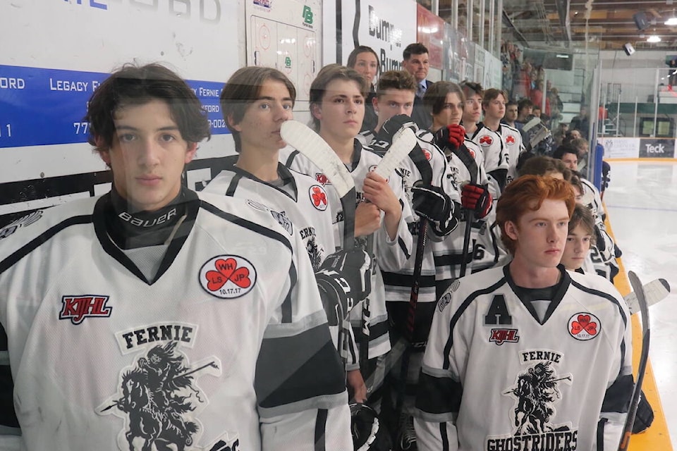 The Fernie Ghostriders were geared up for the first game of the exhibition season against the Creston Valley Thunder Cats on Sept. 7, 2022. (Joshua Fischlin/The Free Press)
