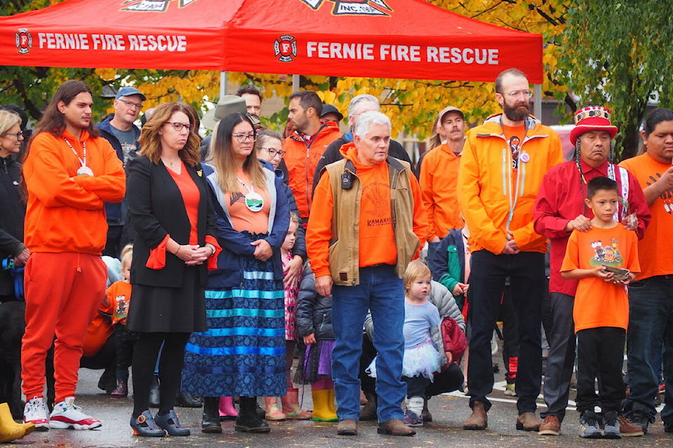 Community leaders at Fernie City Hall of the National Day of Truth and Reconciliation on September 30, 2022. (Scott Tibballs / The Free Press)