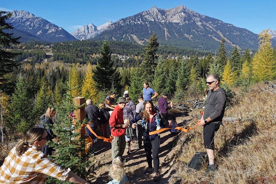 The Elkford Trails Alliance held a ribbon cutting ceremony for their 2022 trail project on Oct. 15, 2022. (Courtesy of Colin Standish)