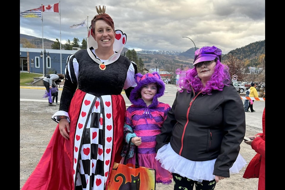 From left, Sharon Clark,  Ashelyn Fairservice and Laura-Lee DeGagne dressed in their Halloween best at Spookwood (Courtesy of Sparwood Coal Miner Society)