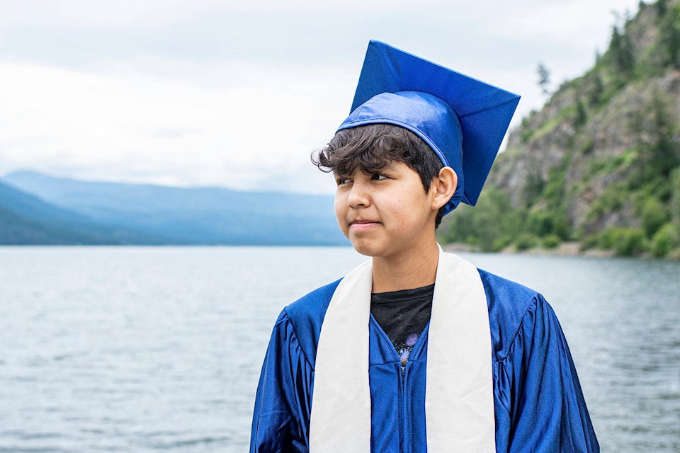 Candyce Anthony Jules from the Neskonlith band celebrates being a Grade 5 graduate on June 20, 2020. (Photo compliments of Kristal Burgess Photography)