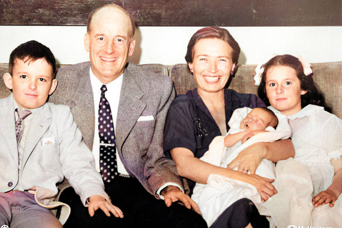 The Bodines are seen here in 1957 while Edmund was stationed at a U.S. base in St. Johns, N.L. Natalie Bodine had just been born at the time. L-R: Edmund Jr., Edmund Sr., Elizaveta (holding Natalie) and Elizabeth. Photo courtesy Natalie Bodine